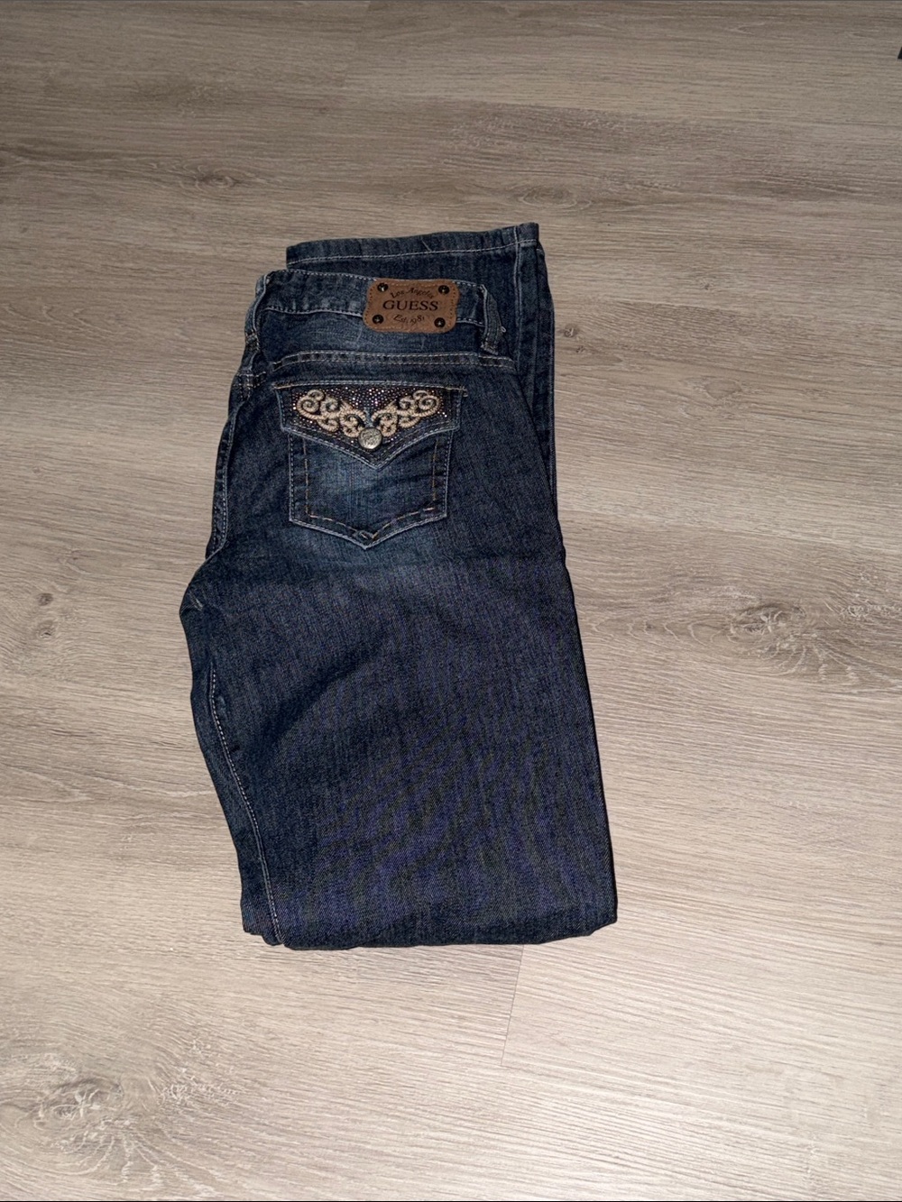 GUESS Navy Blue Embroidered Pocket Jeans